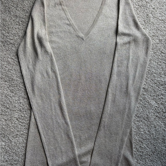 Brunello Cucinelli Silver V-Neck Sweater - Picture 1 of 8